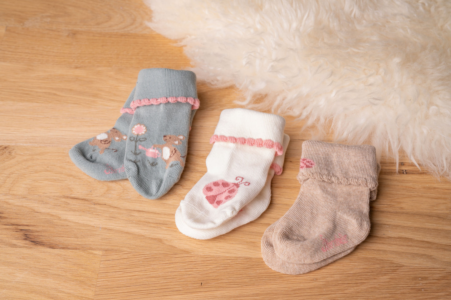 Baby Socken 3er Set Maus & Marienkäfer schenkefreude.ch