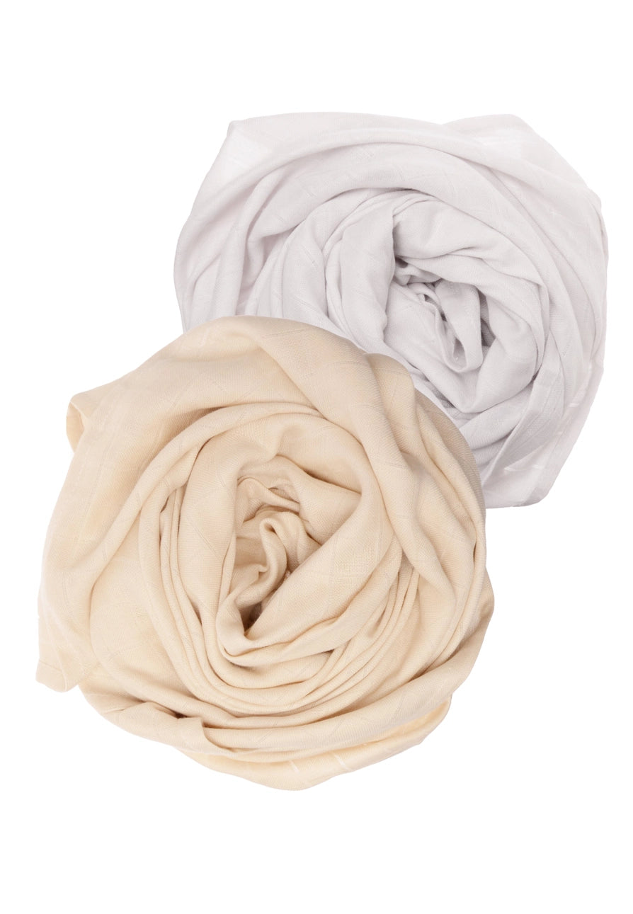 Musselintuch 2er Set grau beige schenkefreude.ch